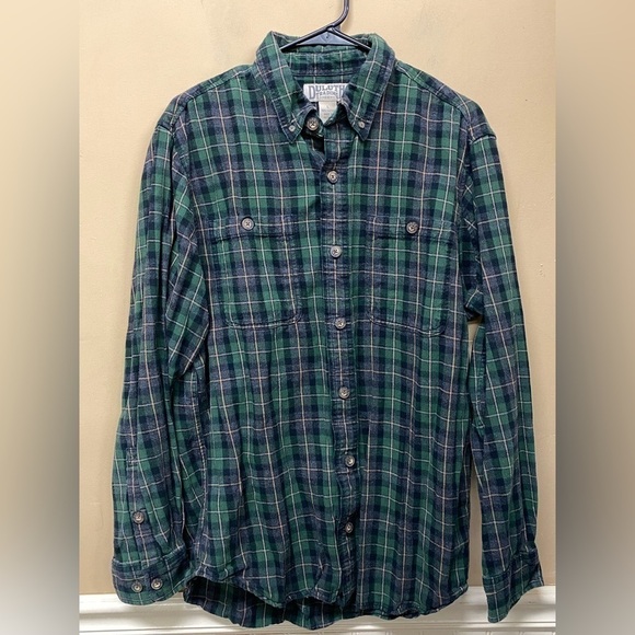 Duluth Free Swingin Trim Fit Flannel Shirt Green Plaid Size L - Picture 1 of 5
